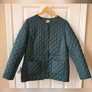 Anne Klein M Emerald Green Satin Quilted Jacket